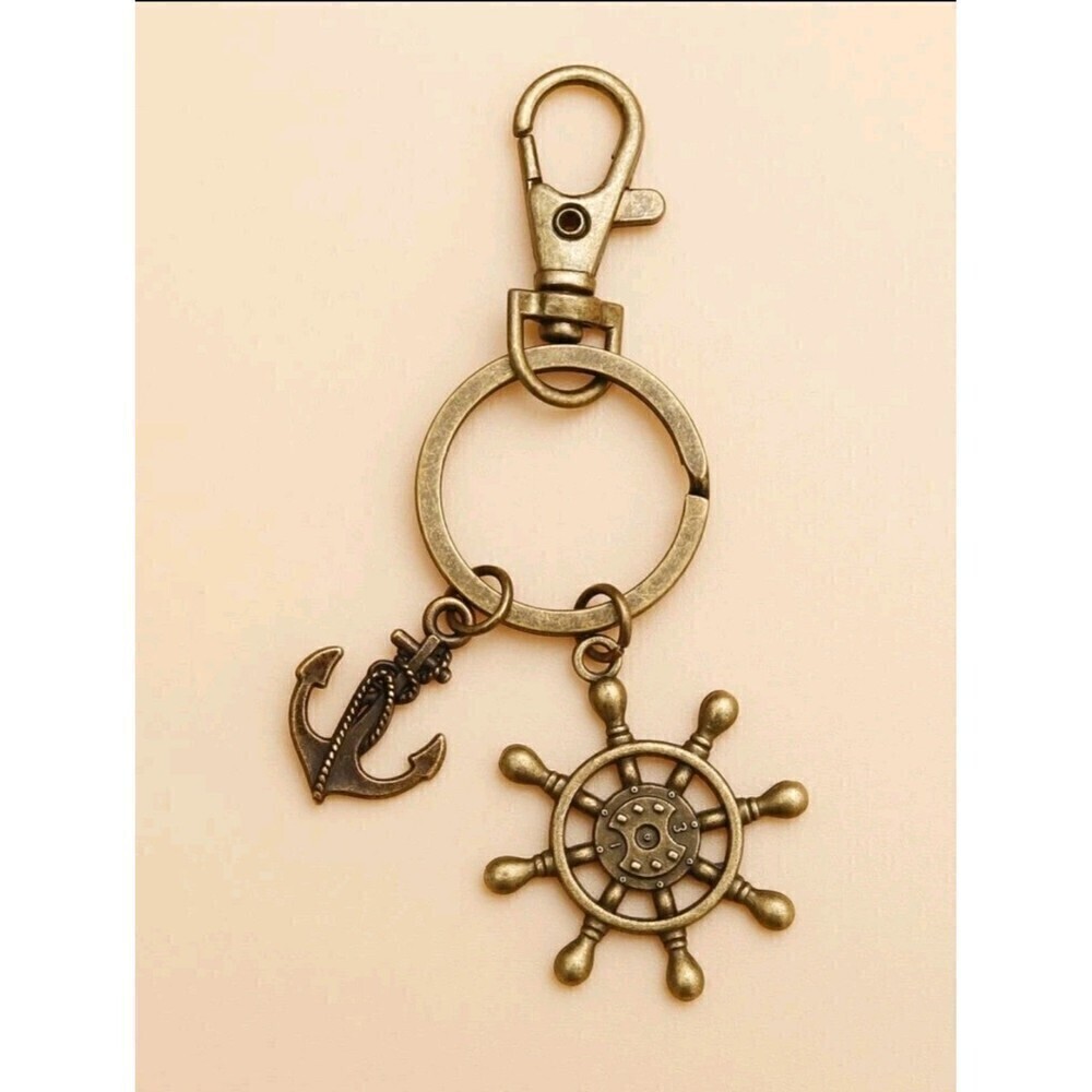 Men Rudder Wheel Charm Keychain Gift for Him Car Key Chain